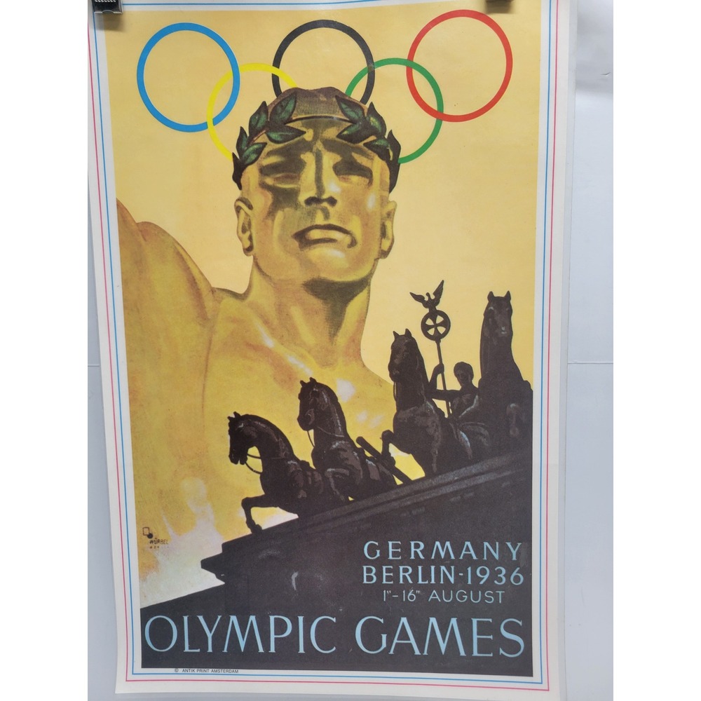 Vtg‎ 1936 Berlin & 1972 Munich Olympic Games Posters laminated Hart Wurbel